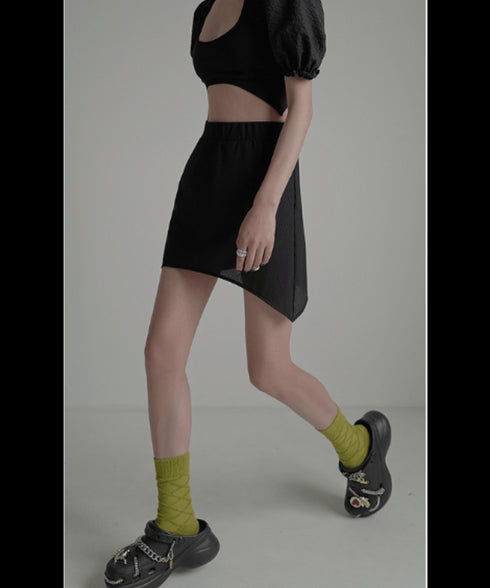 Asymmetric Skirted Flare Pants